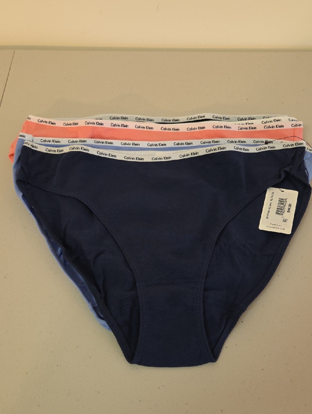 Calvin Klein Bikini Briefs 5-Pack in Navy, Light Blue, Coral